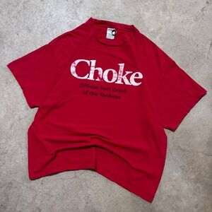 Vintage Y2K New York Yankees Choke Official‎ Soft Drink MLB Red T Shirt XL